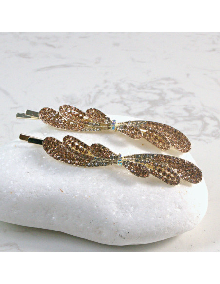 Wsuwka do włosów z kryształkami 2 szt. Lolita Akcesoria MIODOWY