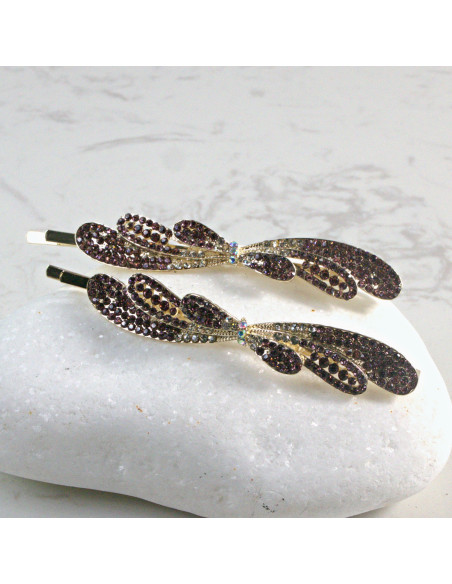 Wsuwka do włosów z kryształkami 2 szt. Lolita Akcesoria BURGUNDOWY