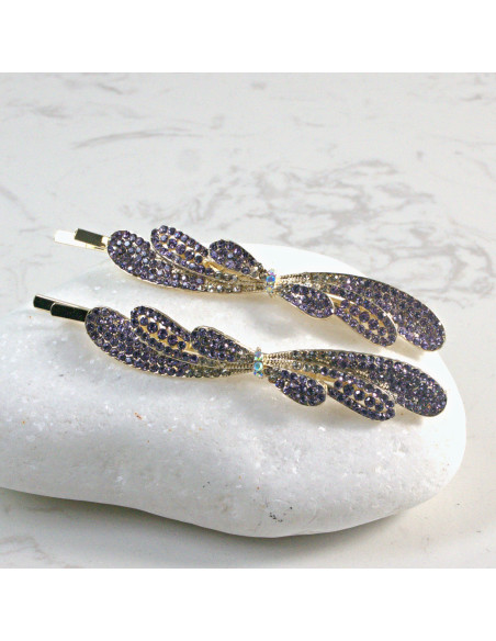 Wsuwka do włosów z kryształkami 2 szt. Lolita Akcesoria FIOLET