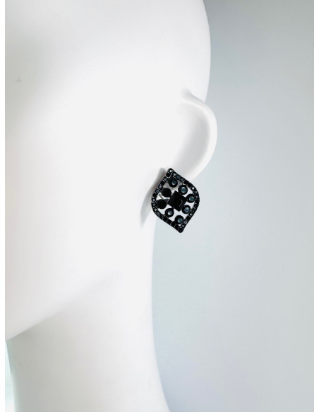 Kolczyki CZARNE WIECZOROWE ROMBY Lolita Accessories srebrny sztyft 925