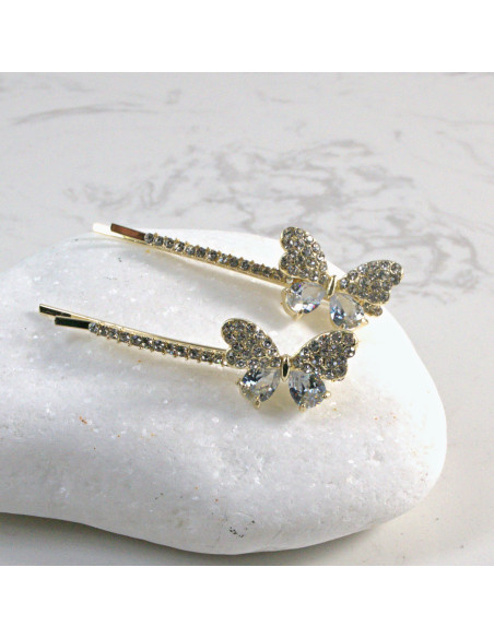 Wsuwka do włosów motylek  2 szt. Lolita Akcesoria BEZBARWNY