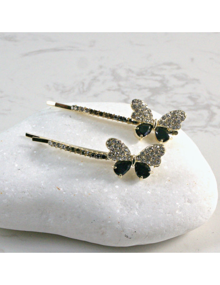 Wsuwka do włosów motylek  2 szt. Lolita Akcesoria CZARNY