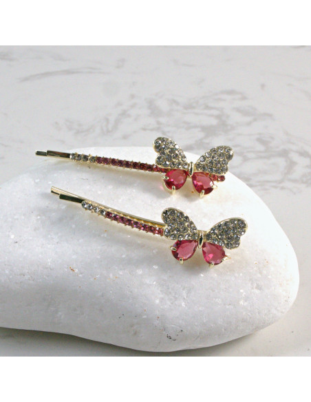 Wsuwka do włosów motylek  2 szt. Lolita Akcesoria CZERWONY