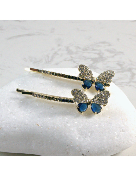 Wsuwka do włosów motylek  2 szt. Lolita Akcesoria NIEBIESKI