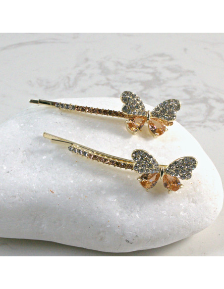 Wsuwka do włosów motylek  2 szt. Lolita Akcesoria MIODOWY