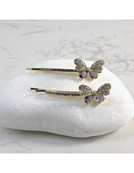 Wsuwka do włosów motylek  2 szt. Lolita Akcesoria GRAFIT