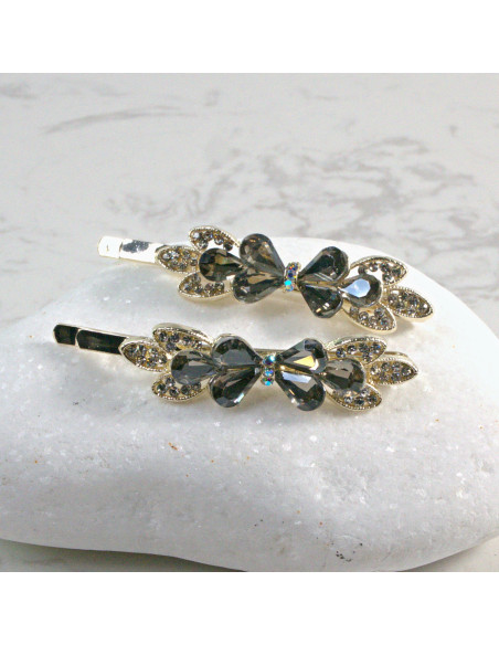 Wsuwka do włosów kokardka 2 szt. Lolita Akcesoria GRAFIT