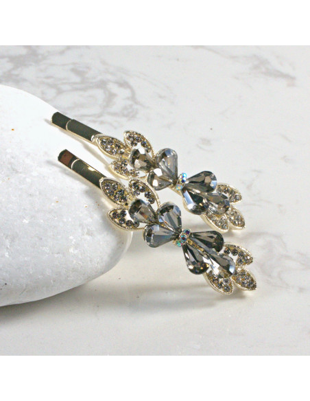 Wsuwka do włosów kokardka 2 szt. Lolita Akcesoria GRAFIT