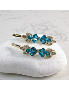 Wsuwka do włosów kokardka 2 szt. Lolita Akcesoria NIEBIESKI