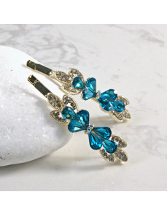 Wsuwka do włosów kokardka 2 szt. Lolita Akcesoria NIEBIESKI 2