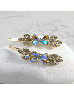 Wsuwka do włosów kokardka 2 szt. Lolita Akcesoria CRYSTAL AB