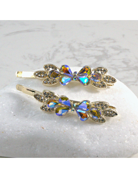 Wsuwka do włosów kokardka 2 szt. Lolita Akcesoria CRYSTAL AB