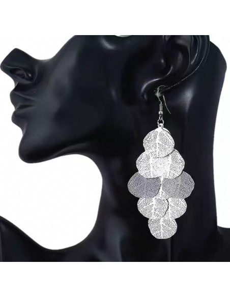 Kolczyki MAXI zwiewne Srebrne LISTKI