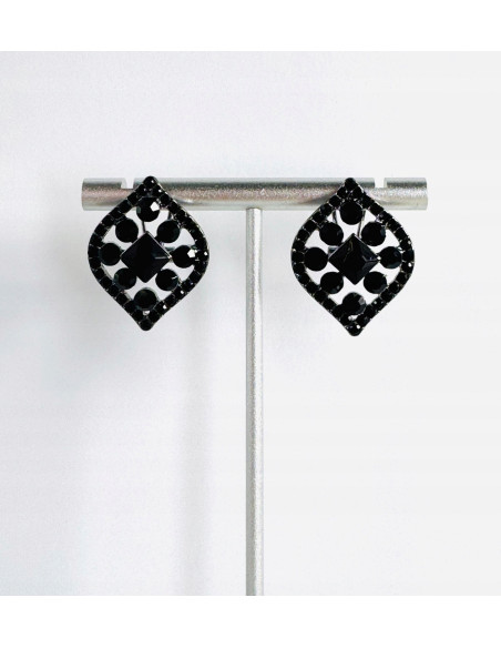 Kolczyki CZARNE WIECZOROWE ROMBY Lolita Accessories srebrny sztyft 925