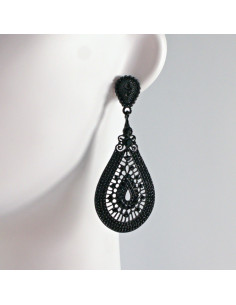 Kolczyki WIECZOROWE KROPLE czarne  Lolita Akcesoria