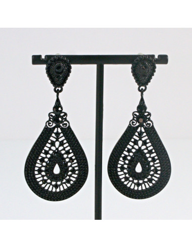 Kolczyki WIECZOROWE KROPLE czarne  Lolita...