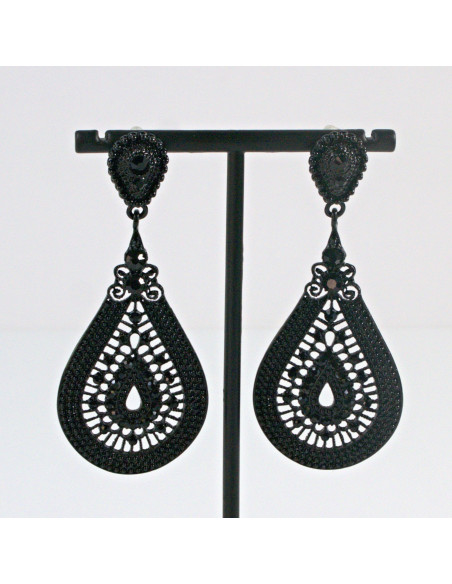 Kolczyki WIECZOROWE KROPLE czarne  Lolita Akcesoria