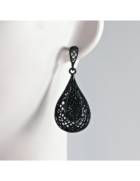 Kolczyki WIECZOROWE KROPLE czarne  Lolita Akcesoria