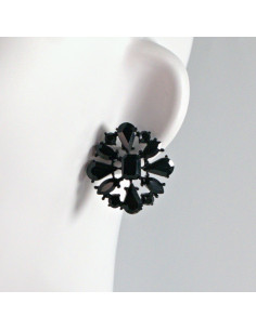 Kolczyki WIECZOROWE  czarne Kwiaty  Lolita Akcesoria