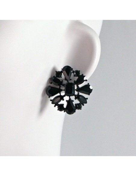 Kolczyki WIECZOROWE  czarne Kwiaty  Lolita Akcesoria