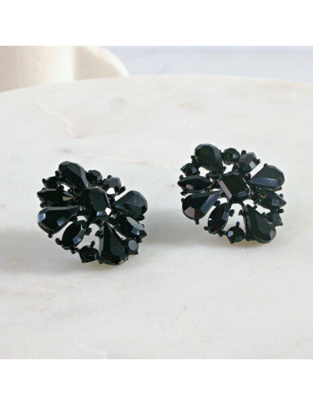 Kolczyki WIECZOROWE  czarne Kwiaty  Lolita Akcesoria
