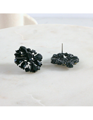 Kolczyki WIECZOROWE  czarne Kwiaty  Lolita...