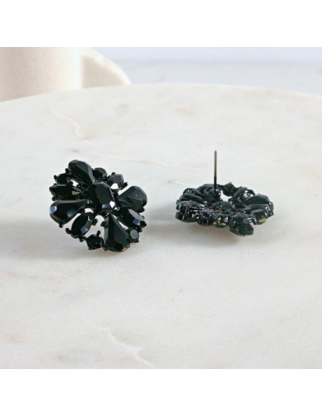 Kolczyki WIECZOROWE  czarne Kwiaty  Lolita Akcesoria