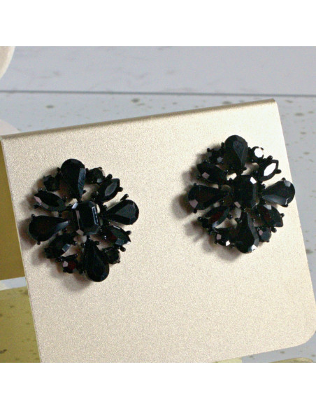 Kolczyki WIECZOROWE  czarne Kwiaty  Lolita Akcesoria