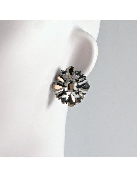 Kolczyki WIECZOROWE  grafitowe Kwiaty  Lolita Akcesoria