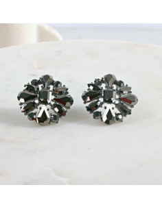 Kolczyki WIECZOROWE  grafitowe Kwiaty  Lolita Akcesoria 2