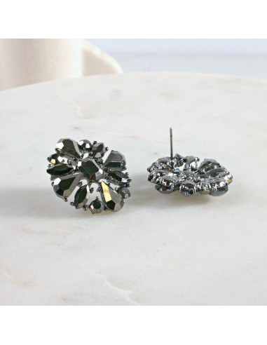 Kolczyki WIECZOROWE  grafitowe Kwiaty  Lolita...