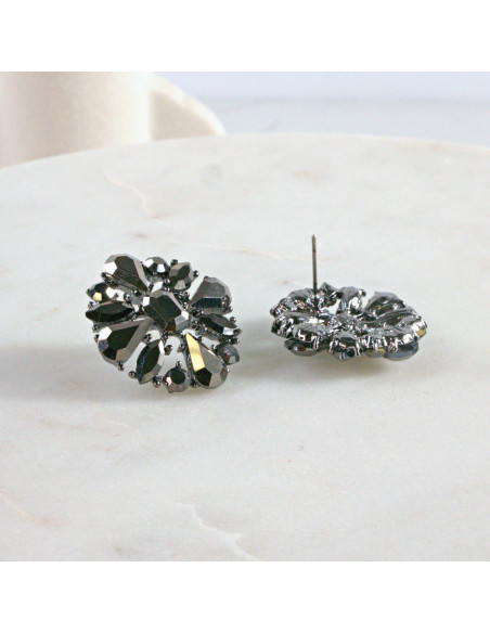 Kolczyki WIECZOROWE  grafitowe Kwiaty  Lolita Akcesoria