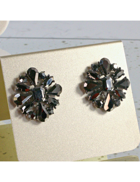 Kolczyki WIECZOROWE  grafitowe Kwiaty  Lolita Akcesoria