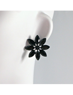 Kolczyki WIECZOROWE  czarne Kwiaty  Lolita Akcesoria