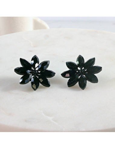 Kolczyki WIECZOROWE  czarne Kwiaty  Lolita...