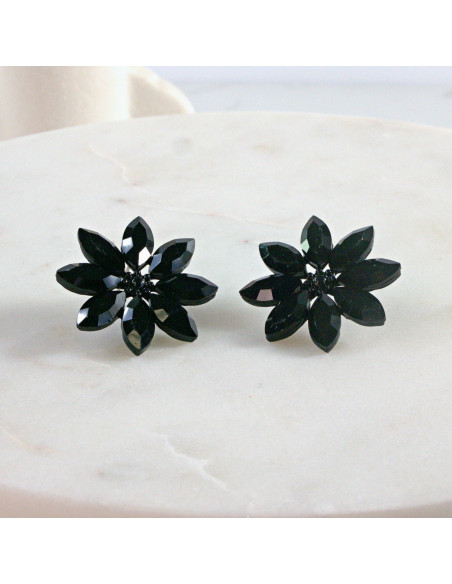 Kolczyki WIECZOROWE  czarne Kwiaty  Lolita Akcesoria