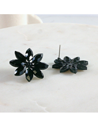 Kolczyki WIECZOROWE  czarne Kwiaty  Lolita...