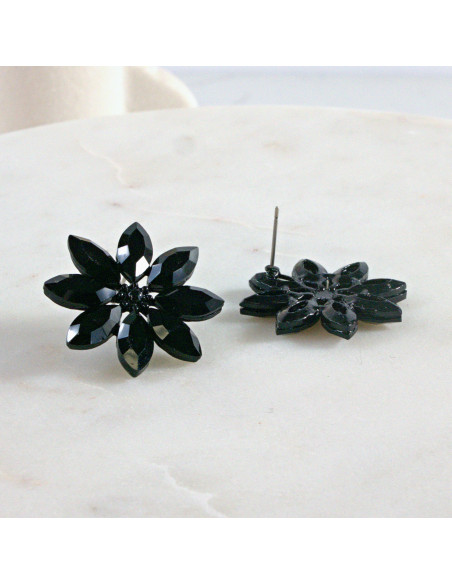 Kolczyki WIECZOROWE  czarne Kwiaty  Lolita Akcesoria