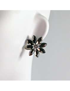 Kolczyki WIECZOROWE  grafitowe Kwiaty  Lolita Akcesoria