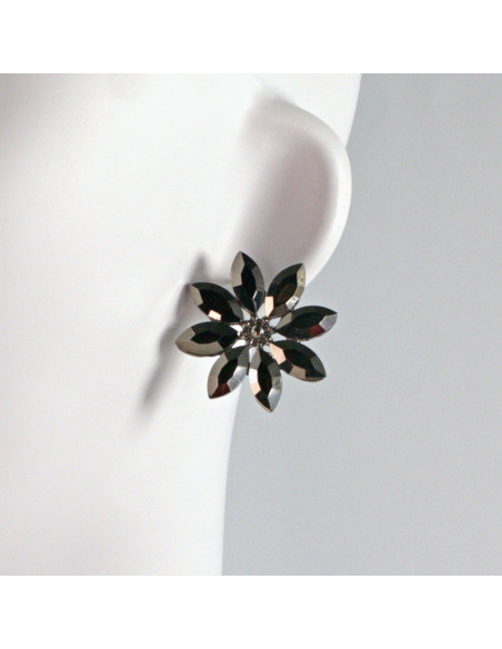 Kolczyki WIECZOROWE  grafitowe Kwiaty  Lolita Akcesoria