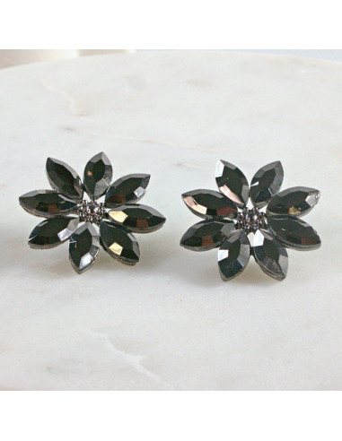 Kolczyki WIECZOROWE  grafitowe Kwiaty  Lolita...