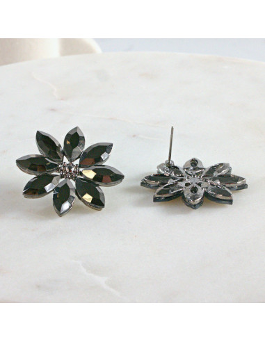 Kolczyki WIECZOROWE  grafitowe Kwiaty  Lolita...
