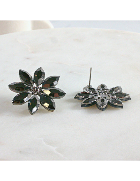 Kolczyki WIECZOROWE  grafitowe Kwiaty  Lolita Akcesoria