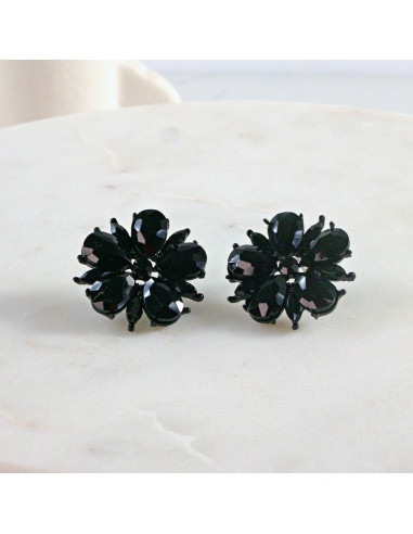 Kolczyki WIECZOROWE  czarne Kwiaty  Lolita...
