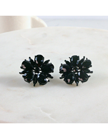 Kolczyki WIECZOROWE  czarne Kwiaty  Lolita Akcesoria