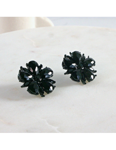Kolczyki WIECZOROWE  czarne Kwiaty  Lolita...