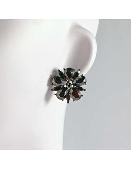 Kolczyki WIECZOROWE  grafitowe Kwiaty  Lolita Akcesoria