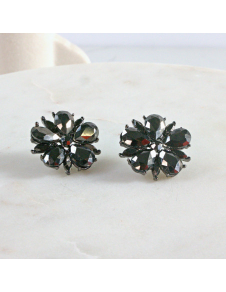 Kolczyki WIECZOROWE  grafitowe Kwiaty  Lolita Akcesoria