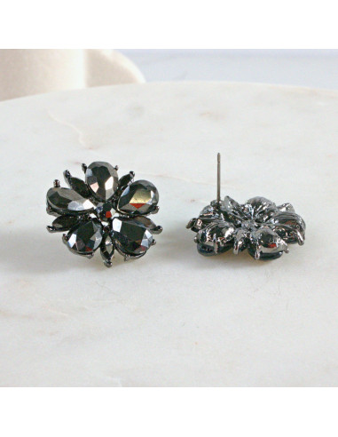 Kolczyki WIECZOROWE  grafitowe Kwiaty  Lolita...