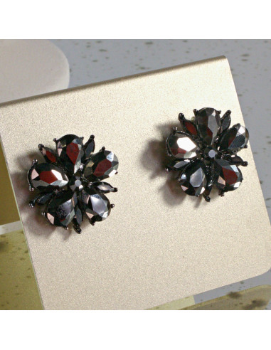 Kolczyki WIECZOROWE  grafitowe Kwiaty  Lolita...